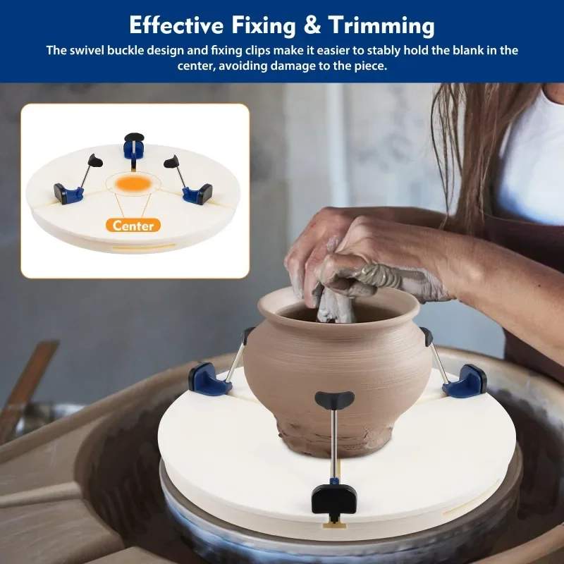Portable Pottery Machine Turntable Clamp Pottery, White Ceramic Pottery Trimming Turntable Tools Sculpting Clamp Repair Tools