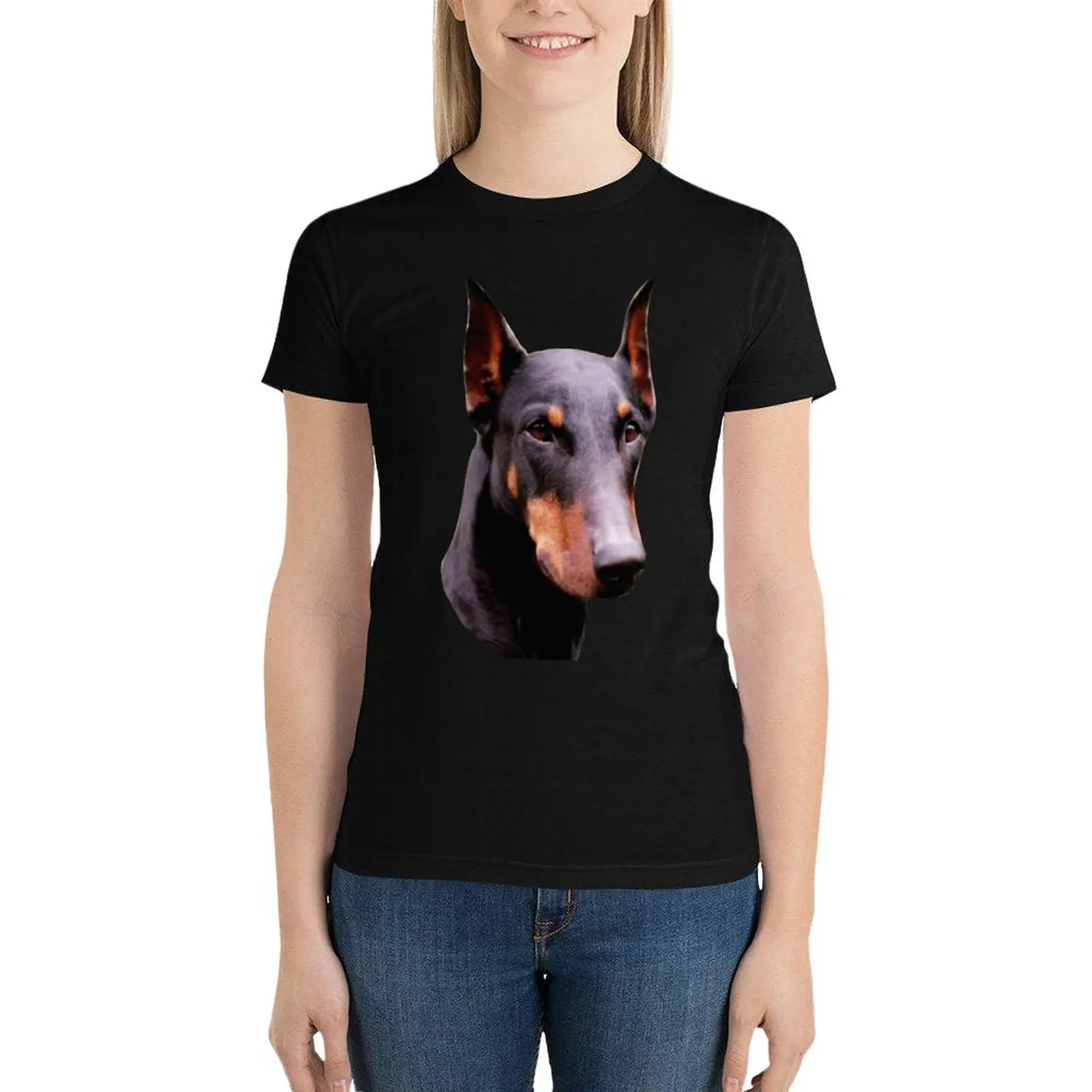 

Pretty Black Doberman Pinscher Face T-Shirt hippie clothes tees cute clothes t shirts for Womens