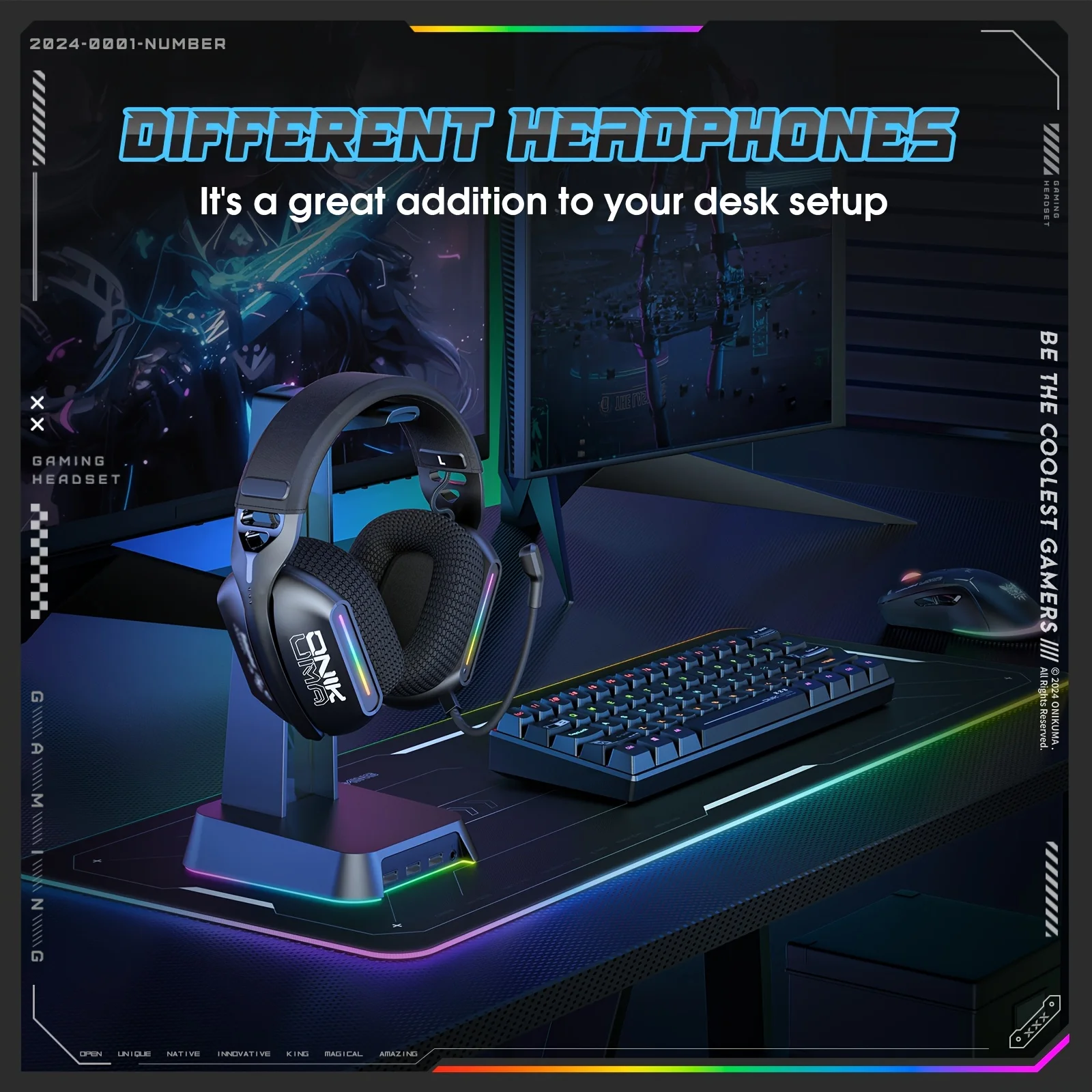 سماعة رأس الألعاب Onikuma GT808 ثلاثية الأوضاع تدع...