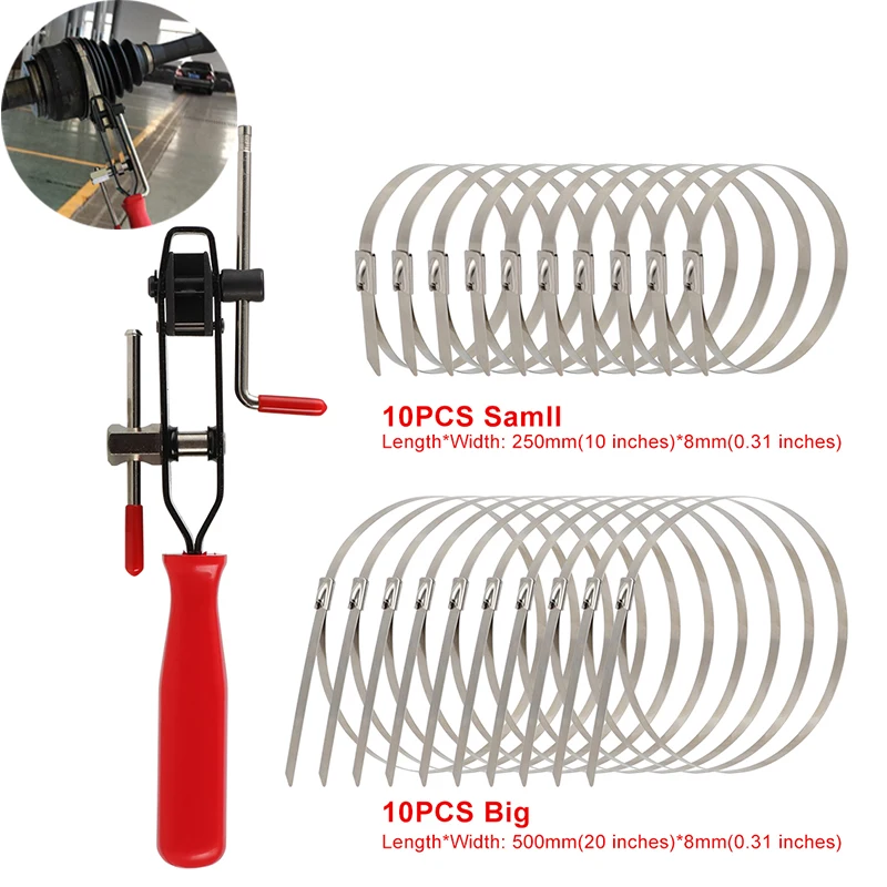 ATV Auto CV Joint Banding Boot Axle Clamp Tool With 20PCS CV Half Shaft Boot Band Buckle Clamps Repair Install Tools cv boot clamp