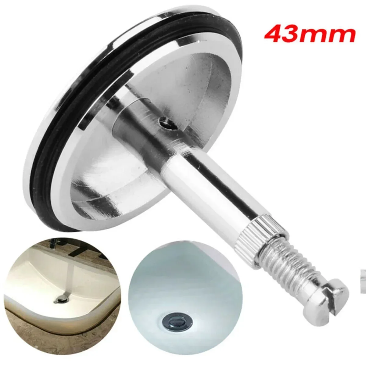 43mm Brass Bathtub Plug Drain Plug Valve Bathtub Drain Pop-Up Stopper Bathroom Sink & Accessories