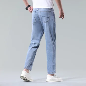 Jeans sottili da uomo estivi stile classico pantaloni larghi dritti da cowboy a nove gambe Lyocell comodi pantaloni larghi casual vestiti da uomo 1