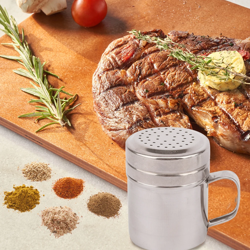 Salt Shaker Spices Bottle Salt Pepper Shakers Spice Bottles Versatile Dispenser Kitchen Tool With Handle Shaker Dredge Barbecue Powder Salt Stainless Steel Pepper Sugar