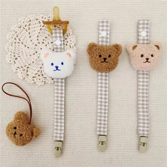 1 pièces mignon ours bébé attache-sucette chaîne porte-factice sucette Clips sangle porte-mamelon infantile alimentation bébés accessoire 1