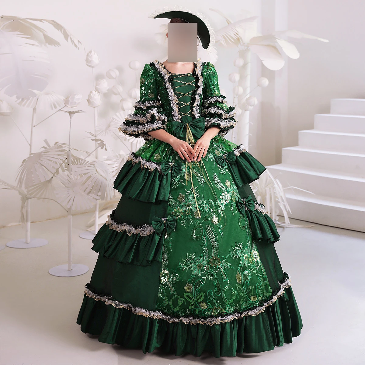 

Green Ball Gown Medieval Women Evening Dresses Renaissance Marie Victorian Prom Party Masquerade Theater Gowns Formal Occasions