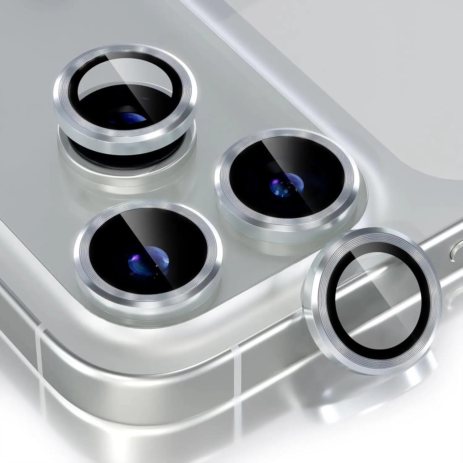 Bling Glitter Diamond Camera Protector with Tempered Glass Cover and Metal Frame