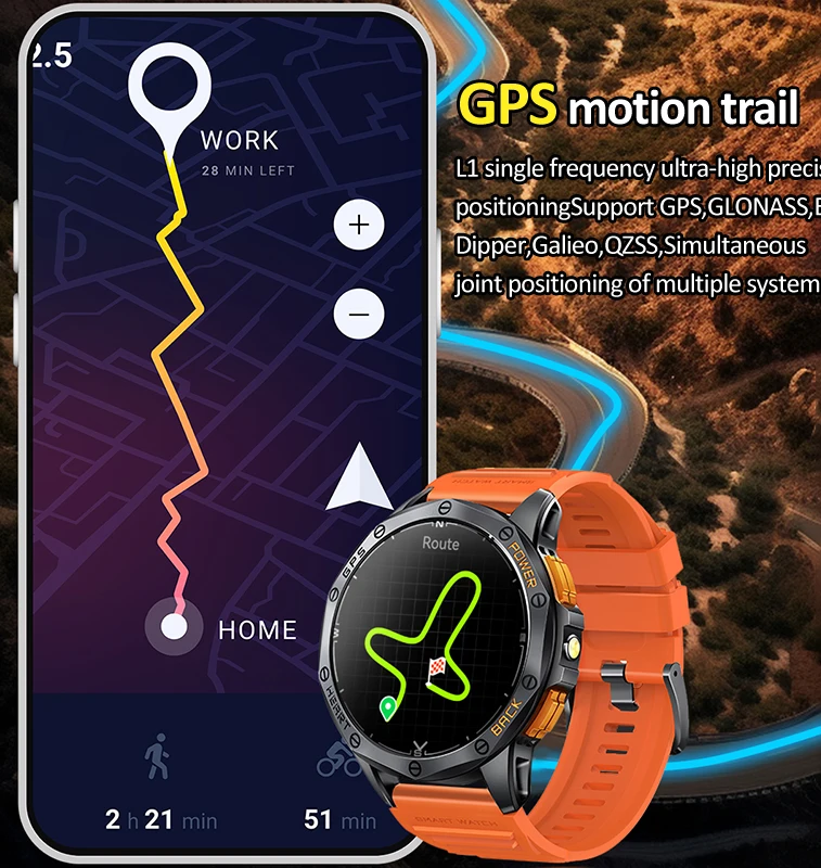 LIGE New AMOLED Ultra HD Screen GPS Smart Watch Bluetooth Call Outdoor Compass LED Flashlight Sport Health Monitoring Smartwatch