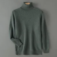 Men's Turtleneck 100 Mink Cashmere Sweater Men 2024 Autumn and Winter Large Size Loose Knitted Sweater Thick Warm Top Men Jumper 1