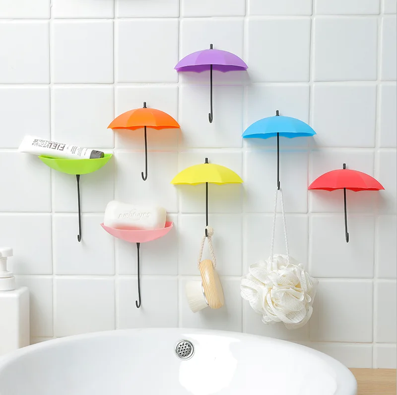 

Hook Creative Umbrella Sticky Hook Traceless Nail Free Cute Small Sticky Hook Behind Door Sticky Hook Wall Hanging 3pc