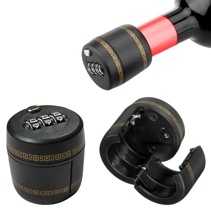 Hot Sale Plastic Bottle Password Lock Combination Lock Wine Stopper Vacuum Plug Device Preservation Wine bottle lock