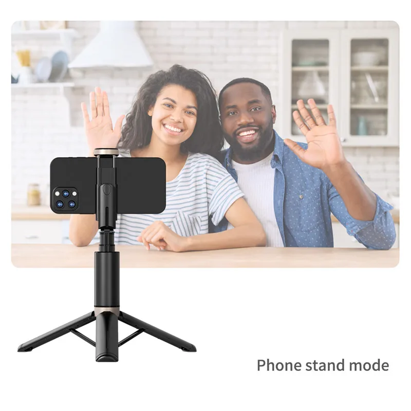 Wireless Bluetooth Selfie Stick Tripod Hidden Design Reinforced Aluminium Alloy Adjusted Selfie Rod with Phone Clip Holder