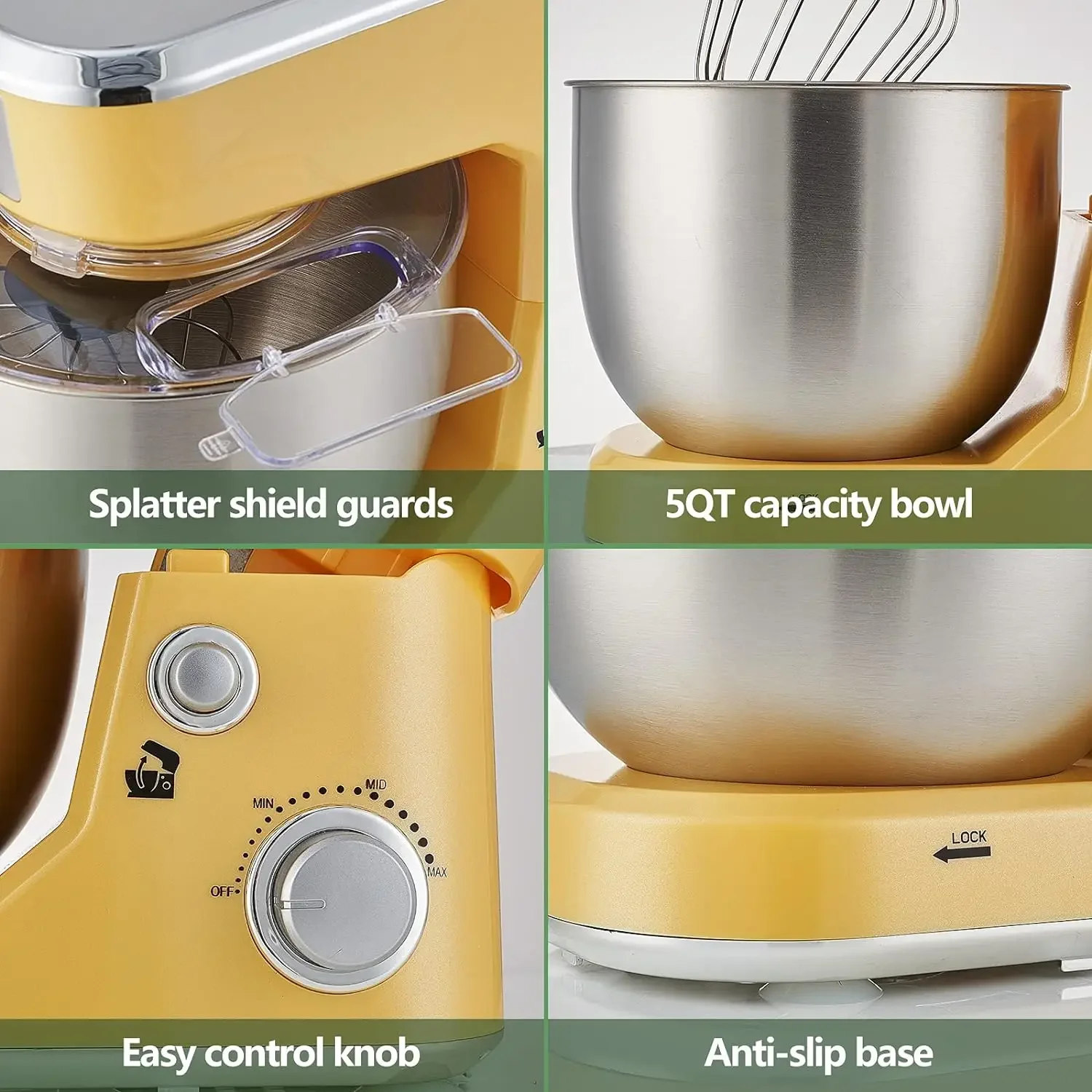 NEW Stand Mixer with 5-QT Stainless Steel Bowl, Tilt-Head Kitchen Electric Mixer with Dough Hook, Mixing Beater and Whisk