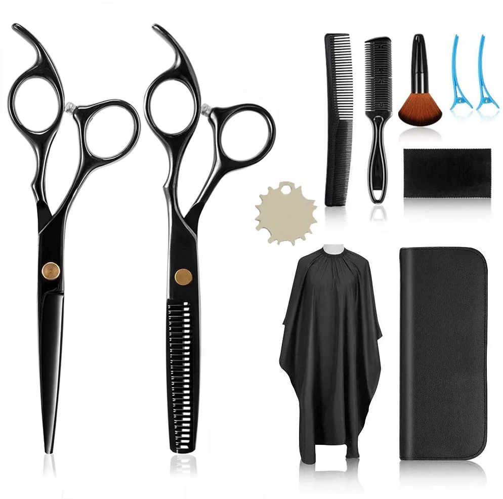 10sets Haircut Scissors Hairdressing Scissors Flat Cut Bangs Thin Broken Hair Tooth Professional Haircut Set