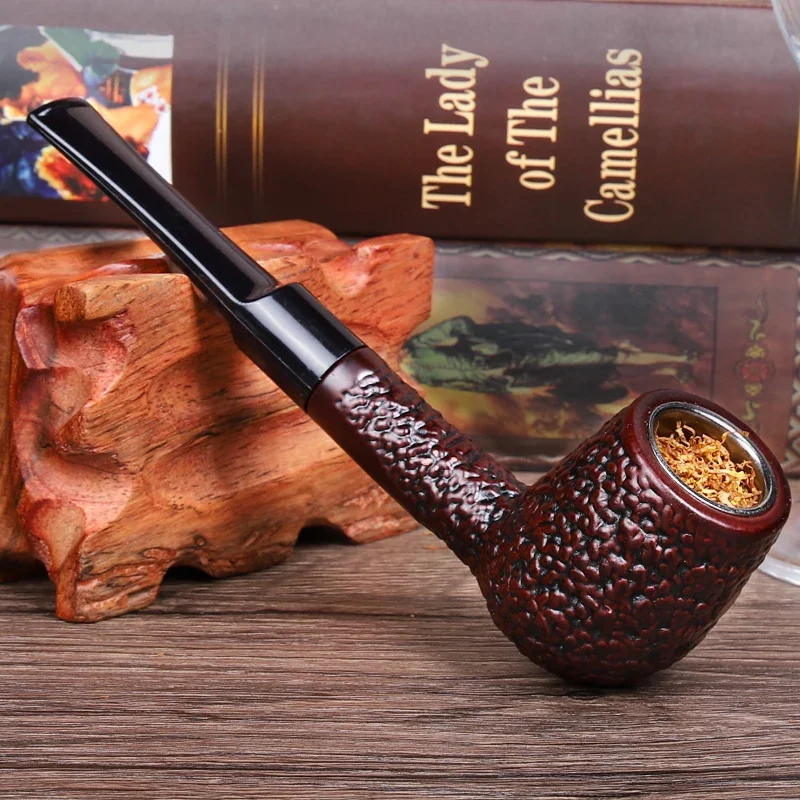 Classic Straight Handle Resin Wood Tobacco Pipe with Filters for Father Smoke Tools tobacco pipe,smoking pipe