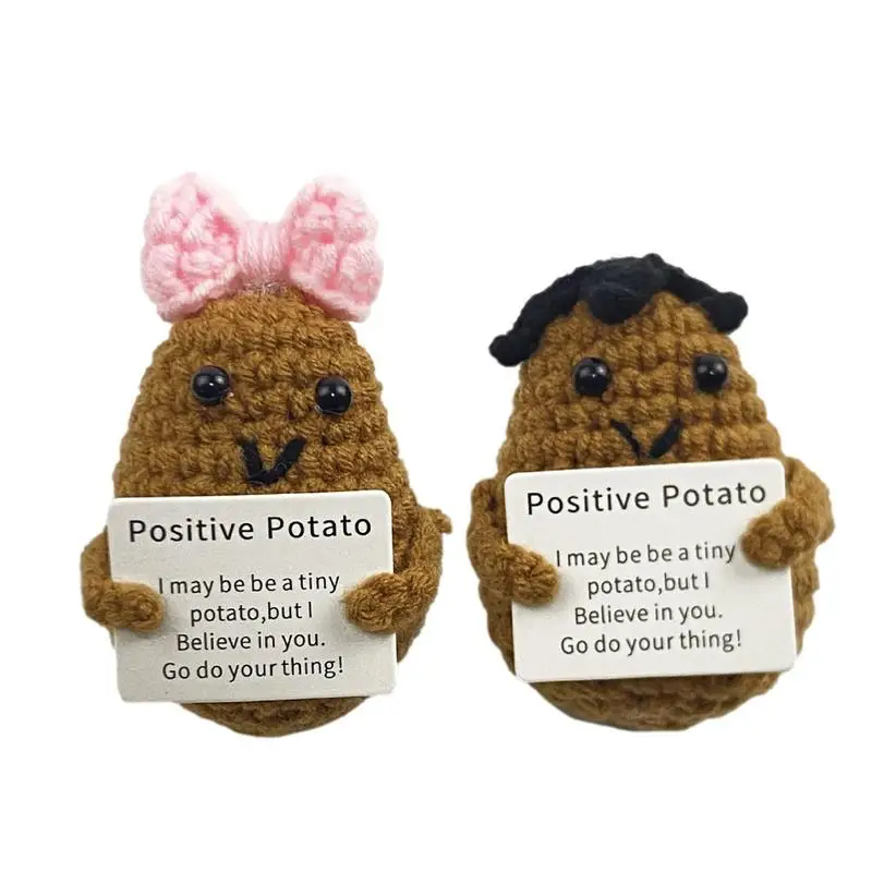 

Knitted Tomato Doll Handmade Emotional Support Potato With Inspiring Card Funny Emotional Support Cute Emotion Toys