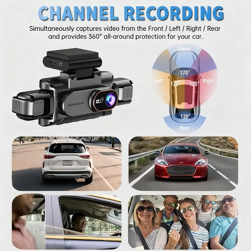 WIFl 4 Camera Car DVR Mini 1080P Inside Vehicle Dash Cam Three Channel DVRsRecorderVideo Registrator Mini Dashcam Camcorder