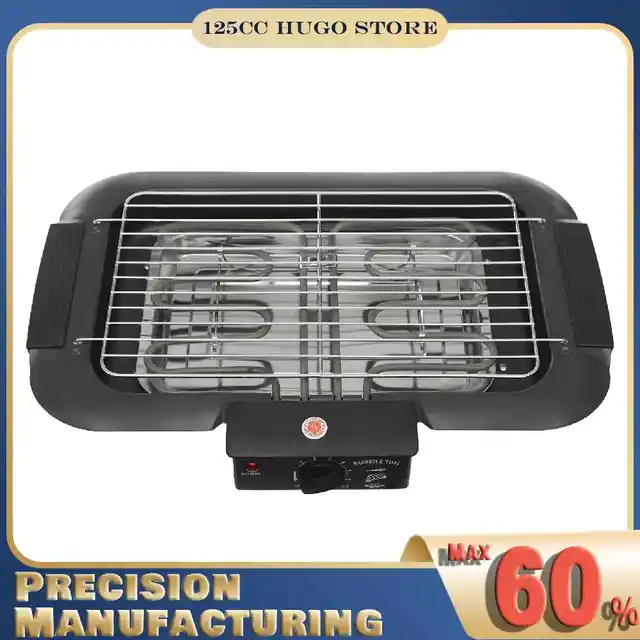 Grill électrique 2000W 6 vitesses gril de table électrique gril de barbecue de comptoir léger 1