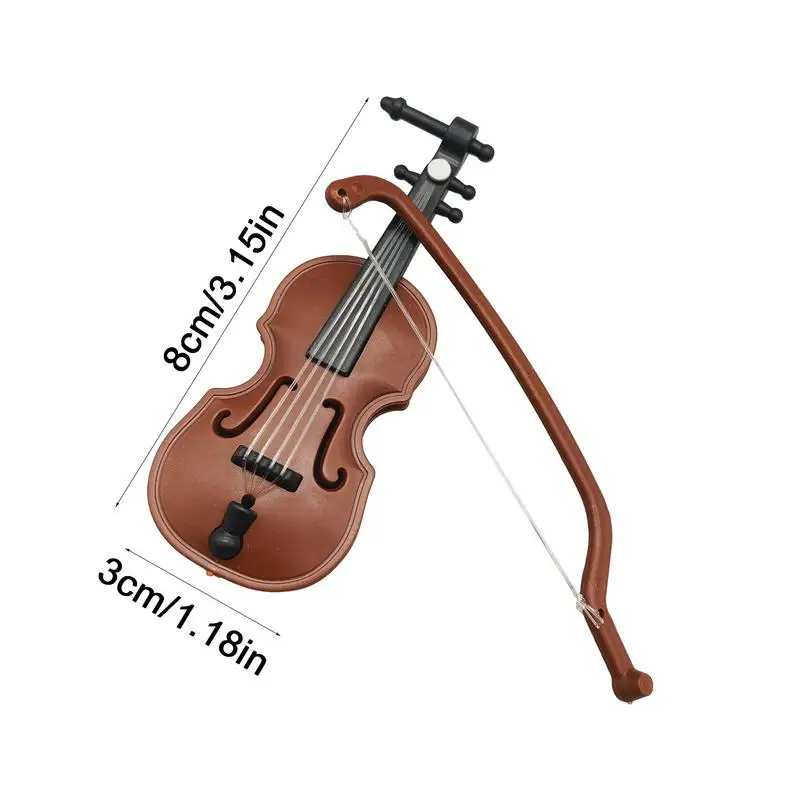 Tiniest Violin Musical Instrument Miniature For Children Polished Mini Violin Ornament Miniature Musical Instruments
