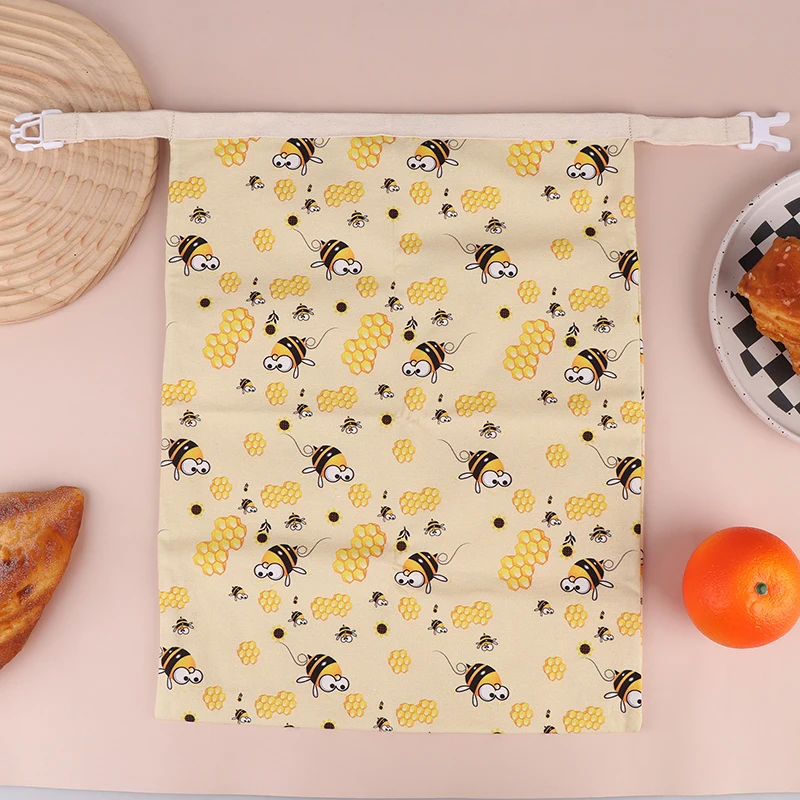 Eco-Friendly Reusable Beeswax Linen Bread Bag for Homemade Bread Storage