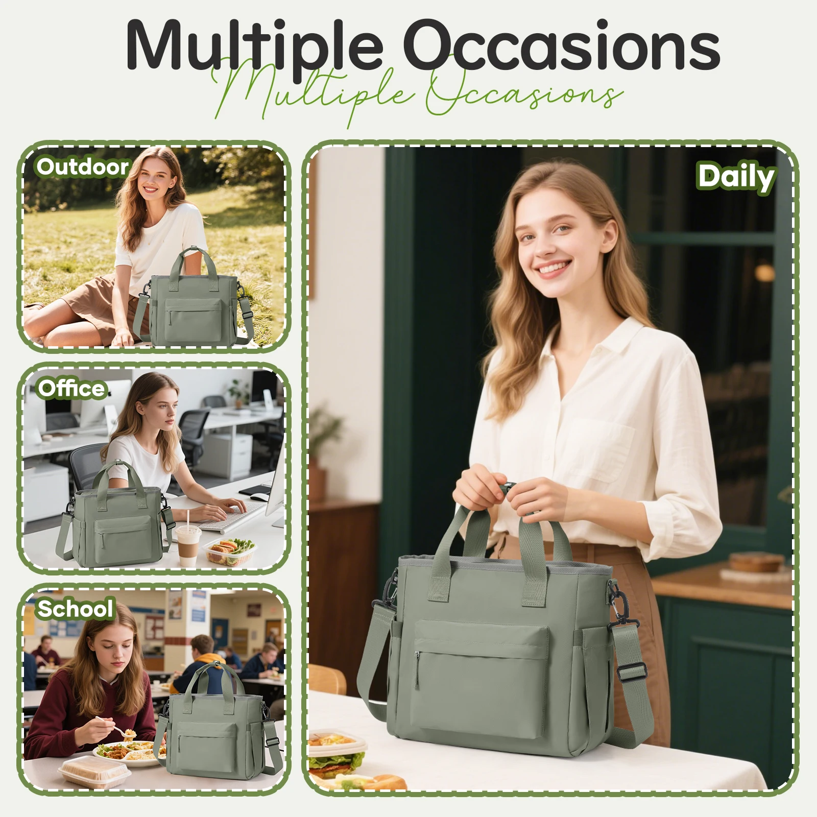 Large Capacity Insulated Lunch Bag - Waterproof And Portable For School And Office Keep Your Food Fresh And Delicious,Picnic Bag