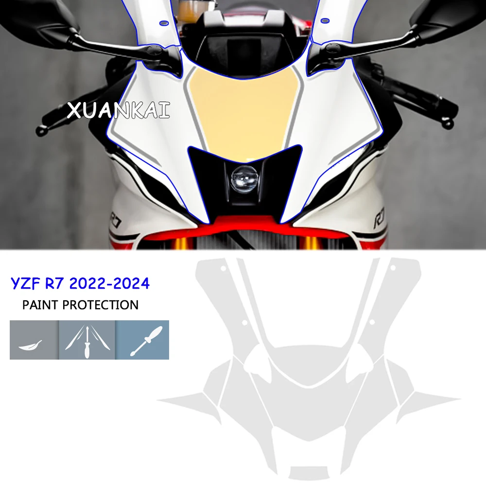 

R7 Accessories Windshield TPU Body Protection Sticker For YAMAHA YZFR7 YZF R7 2022-2024 Motorcycle Complete Paint Protection Set