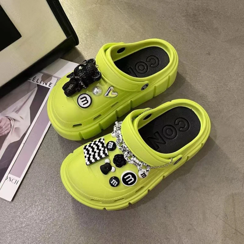 thumbnail image 5 of Sandalias de plataforma de verano para mujer, cuñas de 6 cm, zuecos para exteriores para mujer, chanclas gruesas para playa y calle, chanclas para niñas, zapatos de jardín, 5 of 5