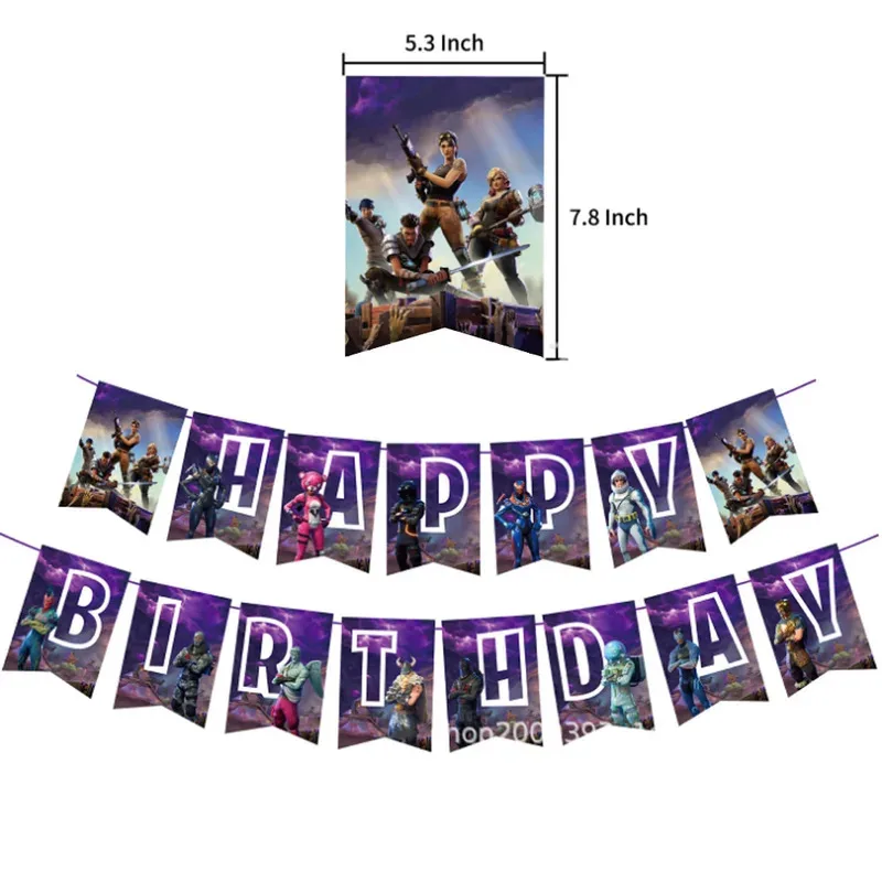 Colorful Party Decoration Banner and Balloon Set for Kids' Gaming-Themed Birthday Celebration