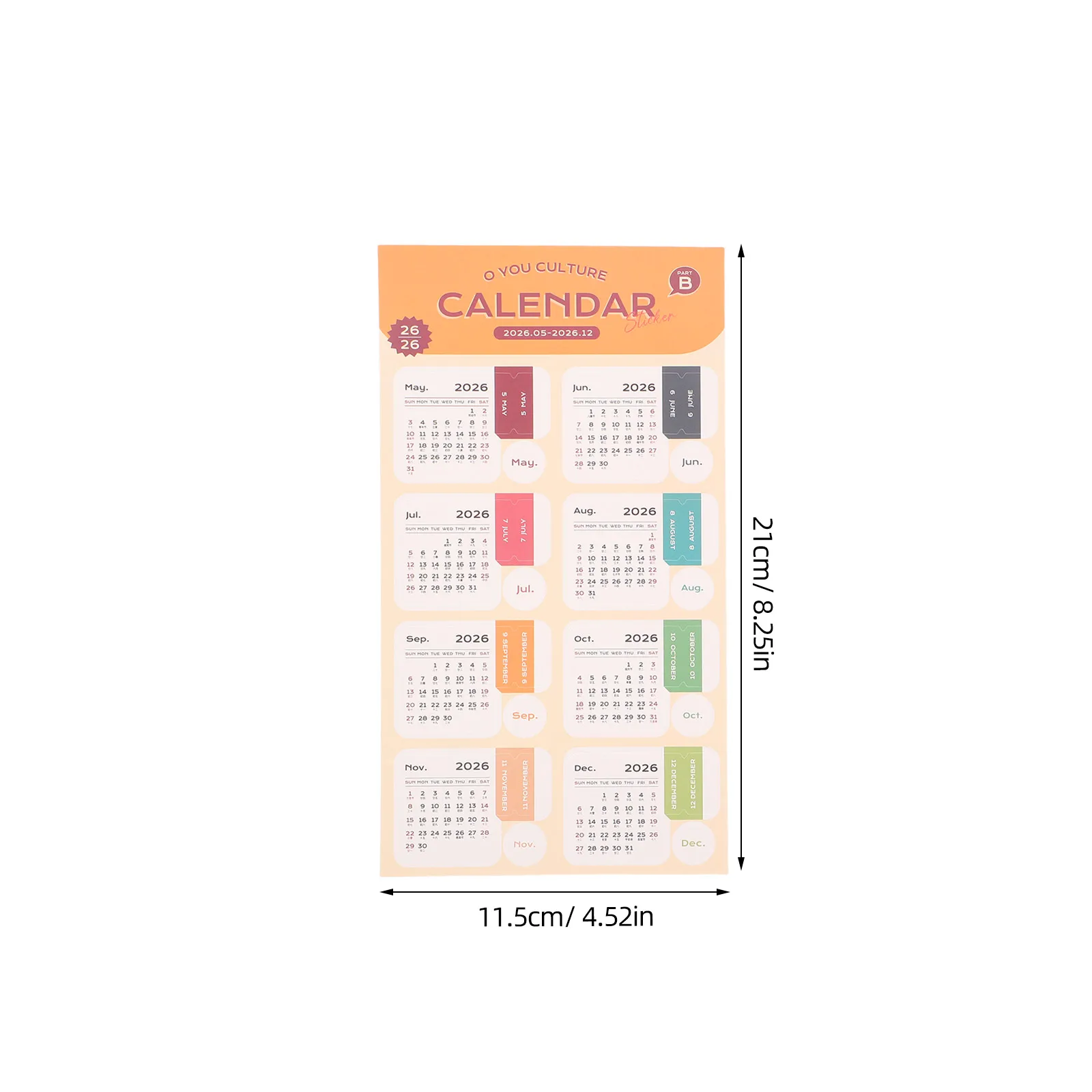 2 Sheet 2026 Schedule Calendar Stickers Monthly Planner Adhesive Index Divider Tabs Month Page Weekly Labels For Daily Notebook