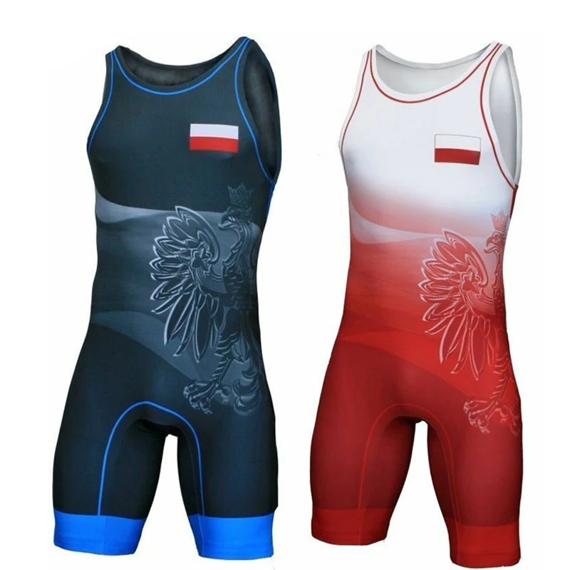 Poland Flag Wrestling Singlet Bodysuit Leotard Outfit Underwear GYM Sleeveless Triathlon PowerLifting Clothing Swimming Running powerlifting singlet