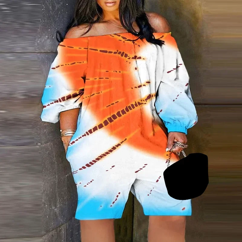 

KEXU Tie Dye Print Off Shoulder Loose Haren Jumpsuit 2023 Fashion Women Summer Street Strapless Playsuit One Piece Suit Romper