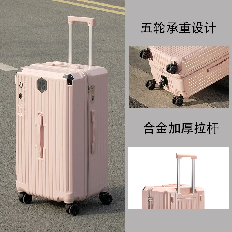 PLUENLI Five-Wheel Large Capacity Luggage Multi-Functional Trolley Case Thickened Password Suitcase Strong