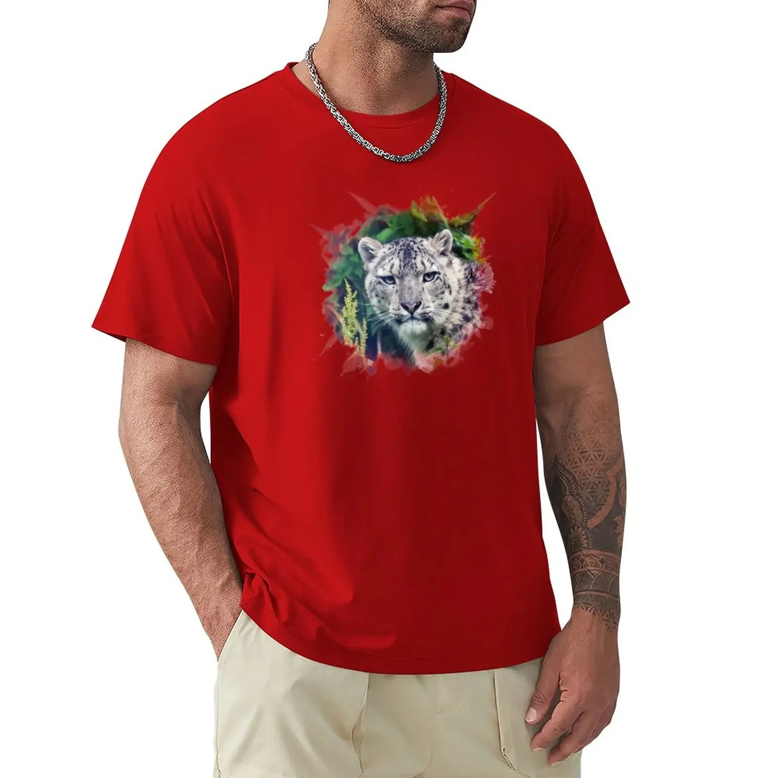 

Snow Leopard T-Shirt customizeds summer top korean fashion plain black t shirts men