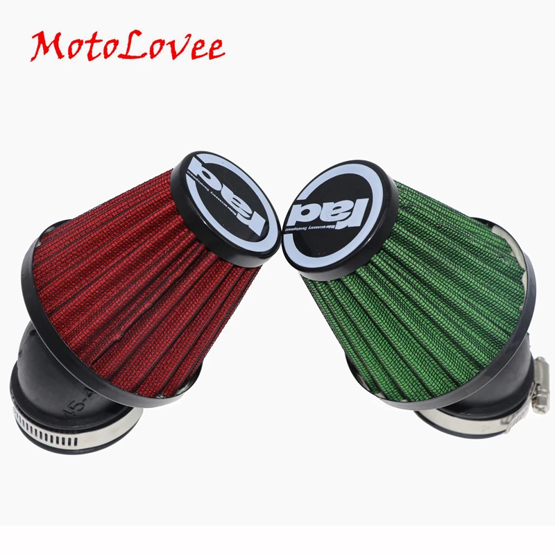 Мотоциклетный воздушный фильтр MotoLovee, 28 мм, 38 мм, 42 мм, 48 мм, зажим для очистки, зажим на 45 градусов, изгиб, воздухозаборные фильтры, аксессуары для мотоциклов