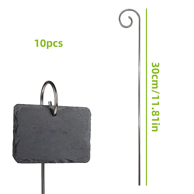 Plant Tags Pack of 10 Metal Support Frames Slate Plant Signs Stake Markers Garden30cm Metal Stands Slate Marker Signs plant tags