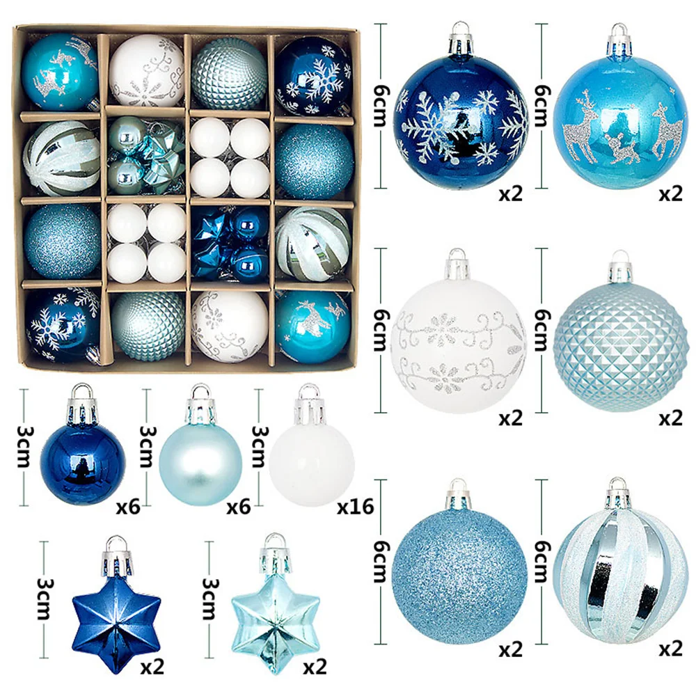 44 stücke Chiristmas Ball Set Weihnachts baum Anhänger Ball Plastik ball Schneeflocke bunte Weihnachts baum Ball DIY Weihnachts feier Dekorationen – Detail 7