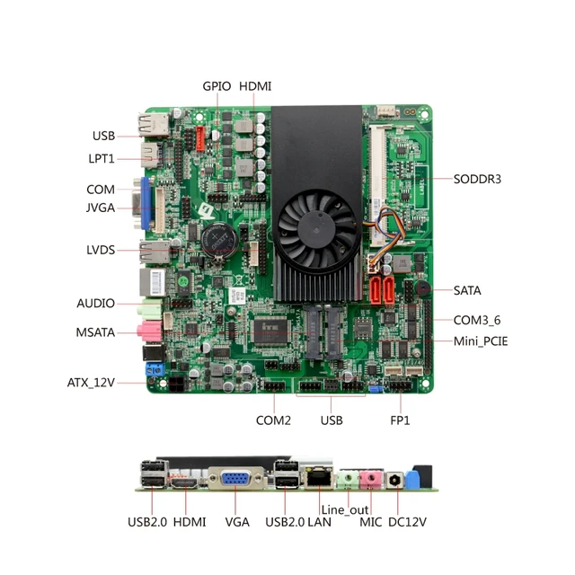 Placa base integrada industrial Intel Core i5-3317U, placa base