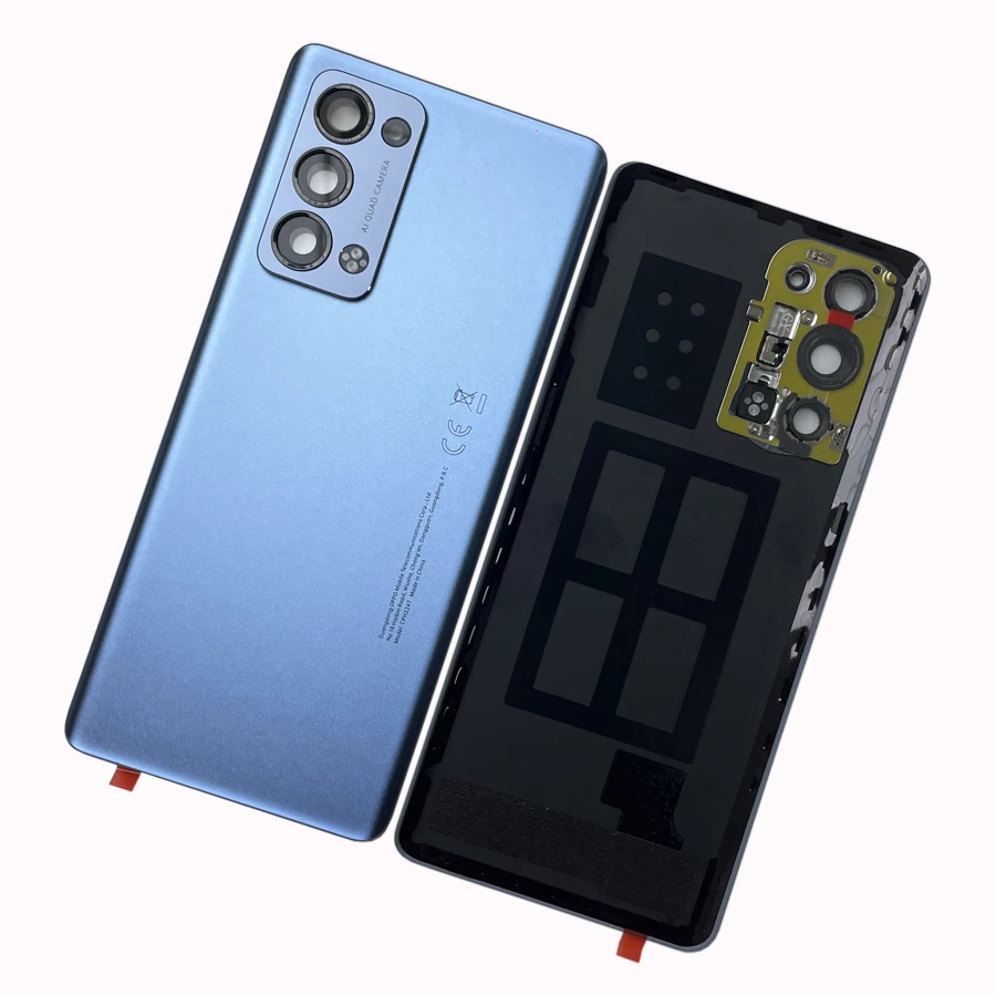 Oppo Reno 6 Pro 5G Snapdragon Reno6 + 배터리 커버 도어 하우징 (카메라 렌즈 수리 포함) 용 A +++ 강화 유리 뒷면 커버