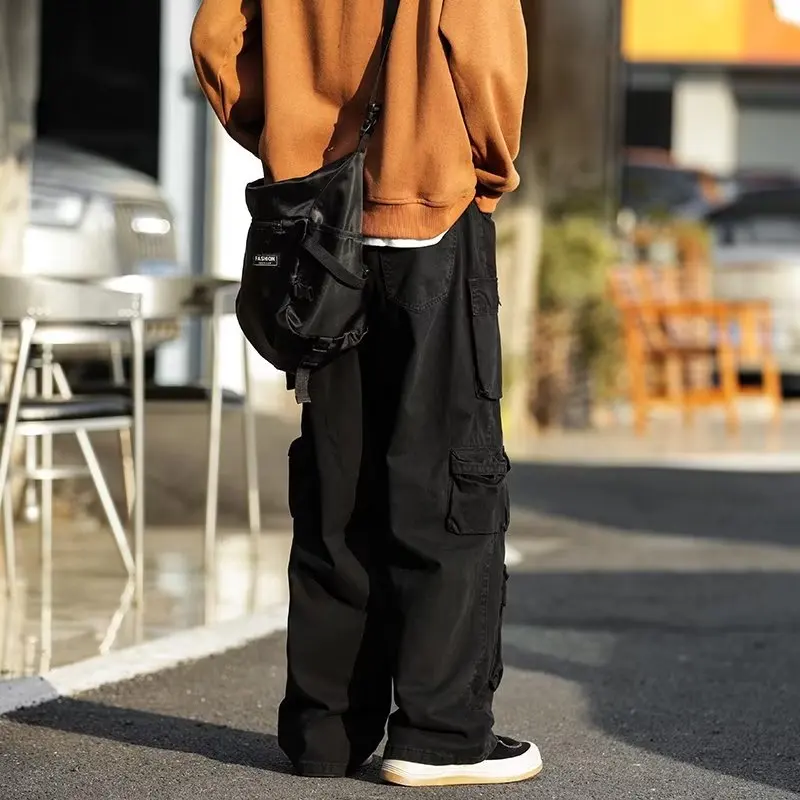 Street Popular Multi-pocket Overalls Harajuku Style Loose Casual Pants Retro Slacks Trousers Men Women Wide Leg Pants