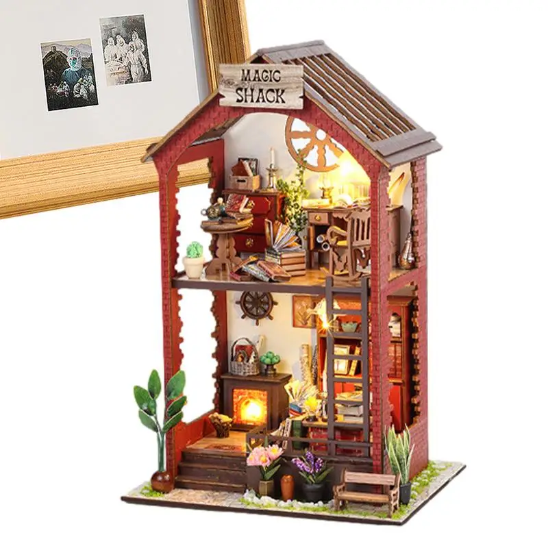 

Book Nook Kits For Adults DIY Mini House Bookends Model Insert Decor Miniature Bookshelf Kit Decorative Booknook Stand Bookcase