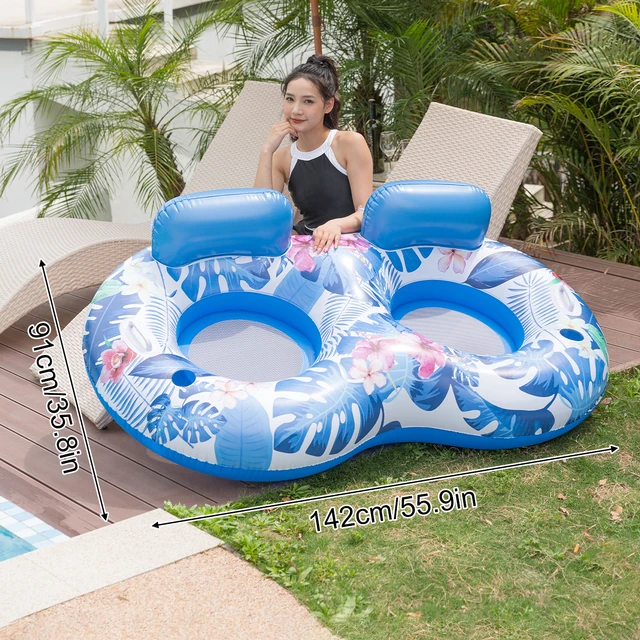 Women Patterned Inflatable Swimm Pool Float Mat,Sized Giant Float With Headrest, Floating Raft Water Rest Room On The Lake 5