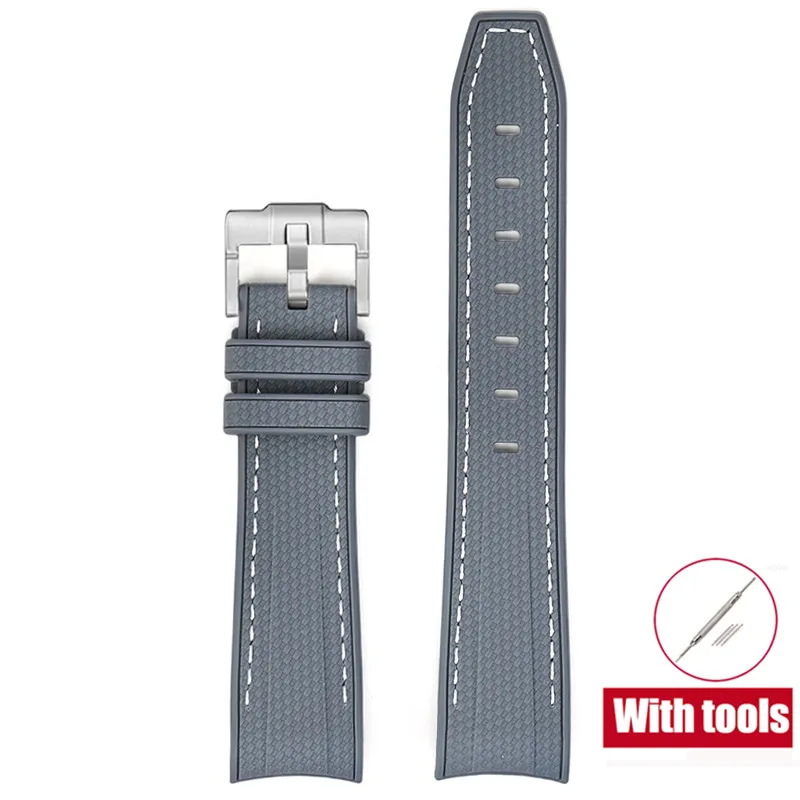 20mm Premium Diving Strap - Arc Curved End TPU Rubber Bracelet with Watch Band Tools