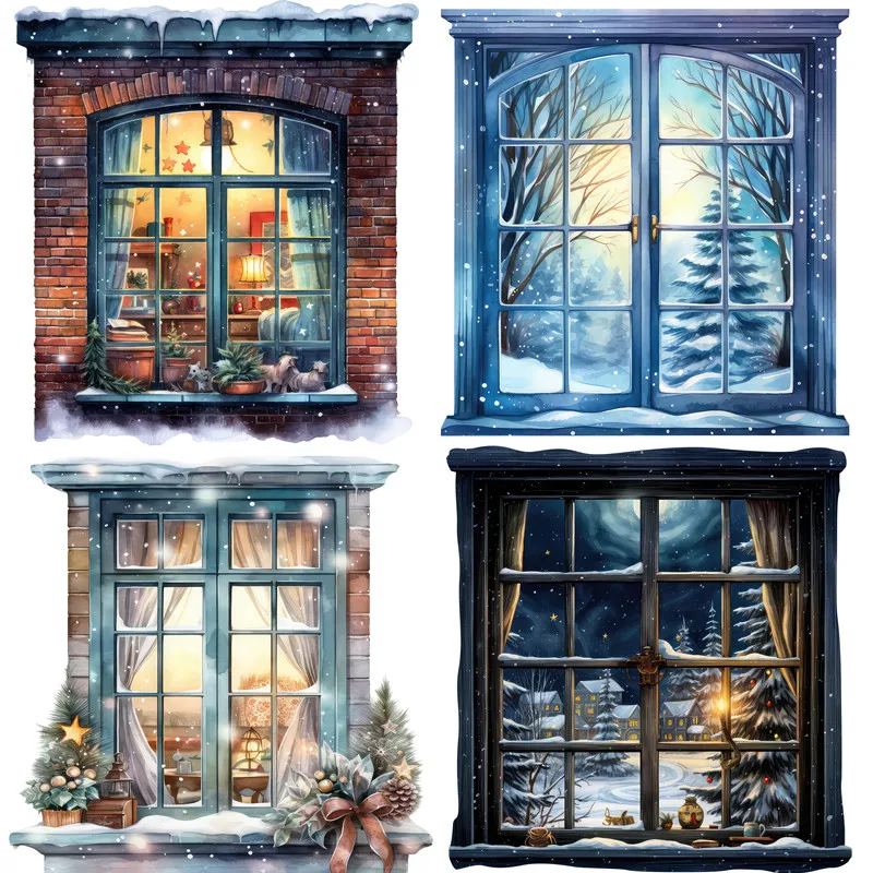 8Pcs/Pack Christmas Halloween Window Sticker DIY Craft Scrapbooking Album Junk Journal Decorative Stickers