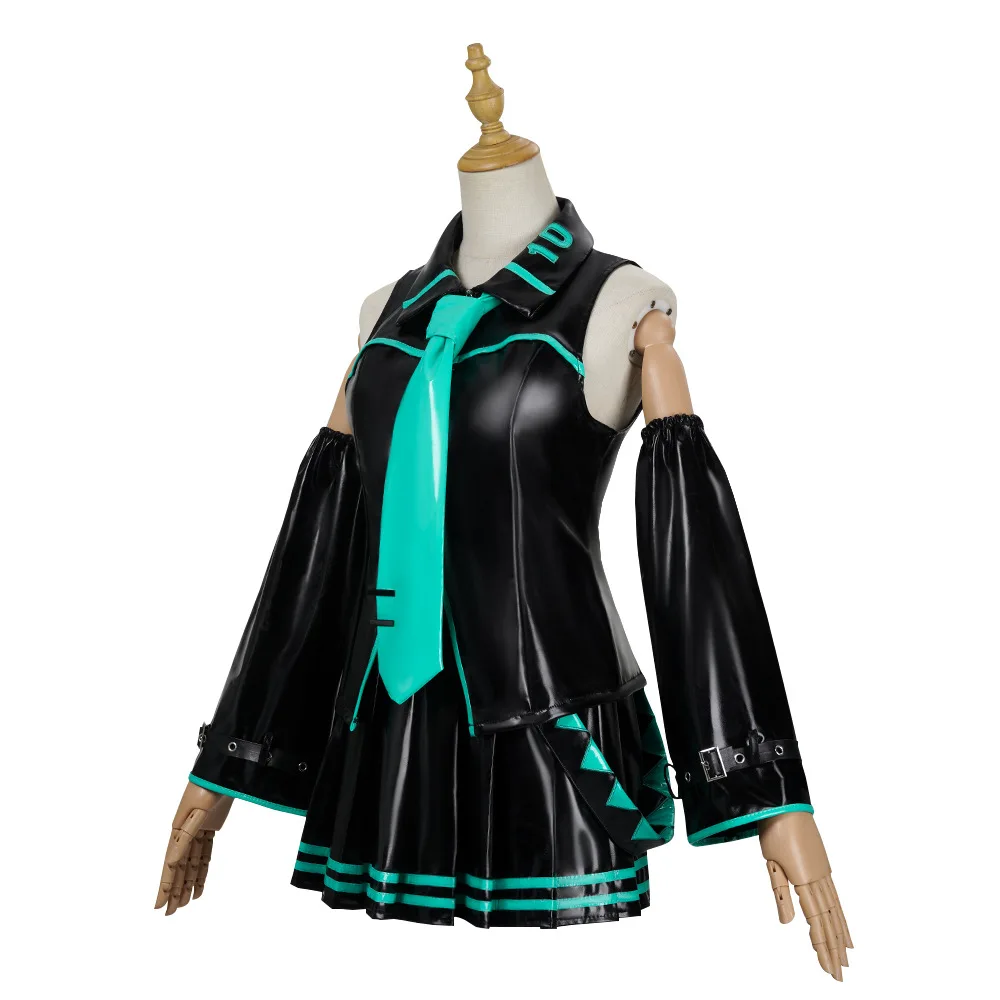 VTuber: Vocaloid Hatsune Miku | Black Dress Cosplay Costume Set 24 Hatsune Miku-Inspired Blue Dress Cosplay Costume for Women (Unofficial)