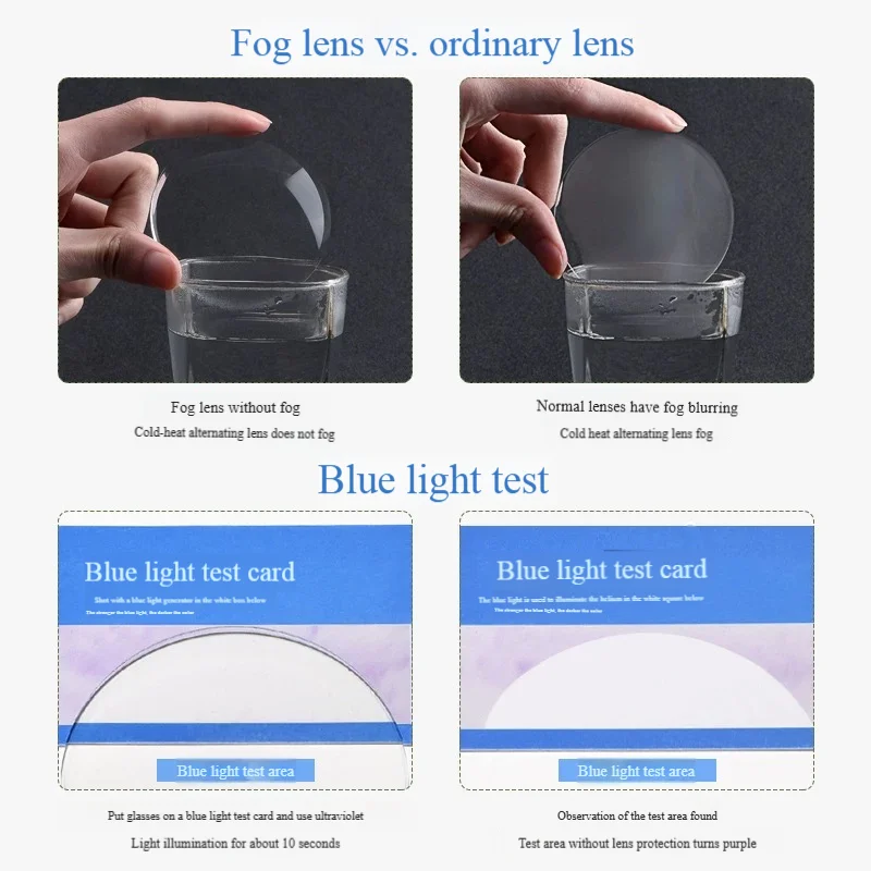 Anti-Fog Anti-Blue Light Resin Glasses Lenses Aspheric1.56,1.61,1.67,1.74Ultra-thin Anti-fog Glasses Lenses