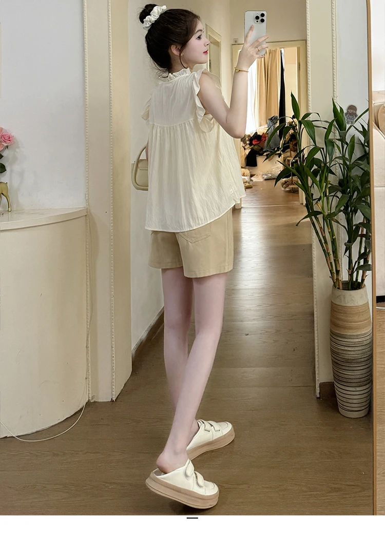 T67966# Pants Suit Thin Short Sleeve Loose Tops Women Sets Summer Maternity 2 Pcs Clothing Set
