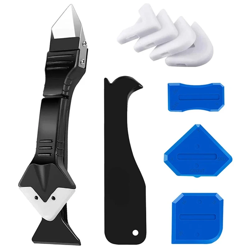 Silicone Scraper Sealant Smooth Remover Tool Set Caulking Finisher Smooth Grout Kit Floor Mould Removal Hand Tools Set 5 In 1 scraper tool set silicone scraper scraper tool kit scraper tool silicone sealant tool caulking finisher tool silicone caulking set