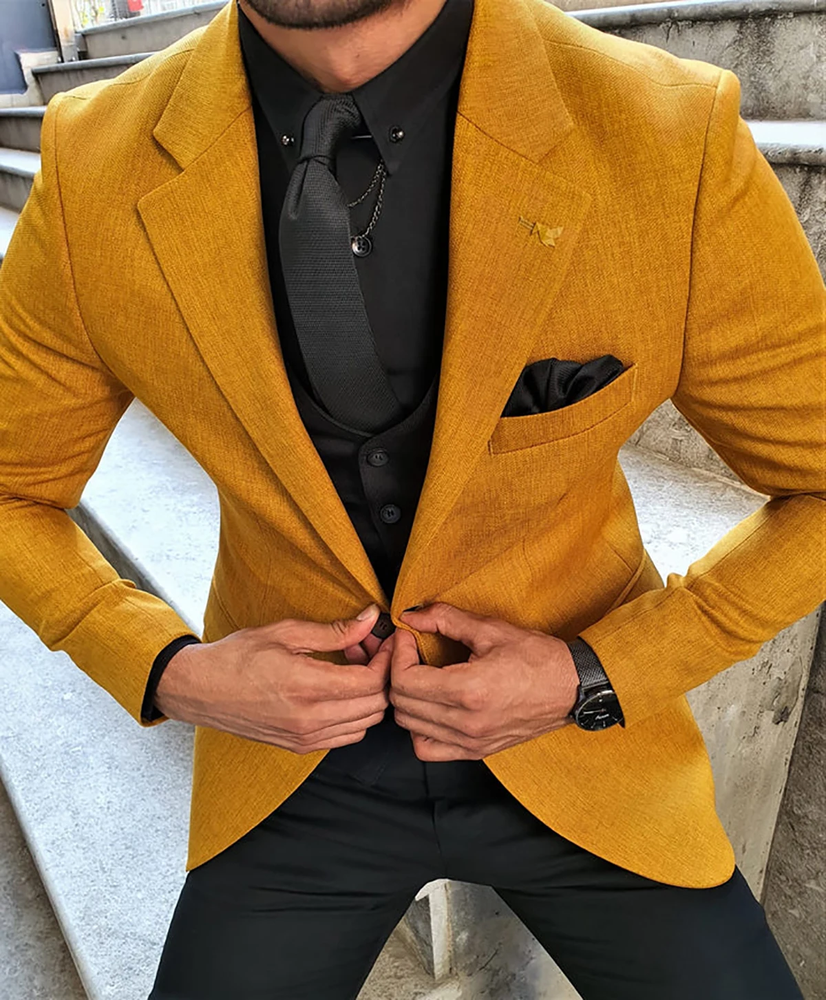 Causal Men Suits Tuxedo Handsome Peaked Lapel Single Breasted 1 Pieces Blazers Size Prom Party Occasion