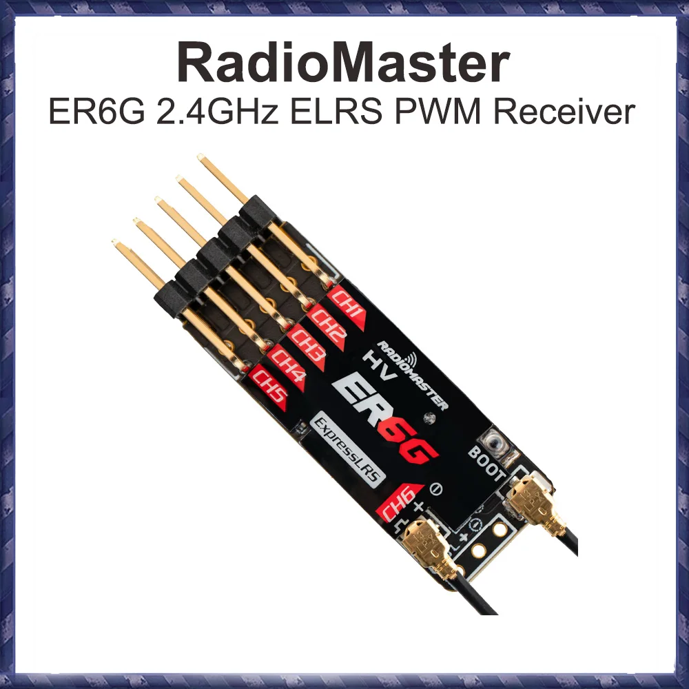 RadioMaster ER6G/ER6GV Récepteur ELRS pour Planeur RC - 6 Canaux PWM