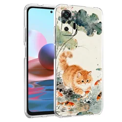 Cat Fishing Design Soft TPU Phone Case Cover for Redmi Note 11Pro (B5)