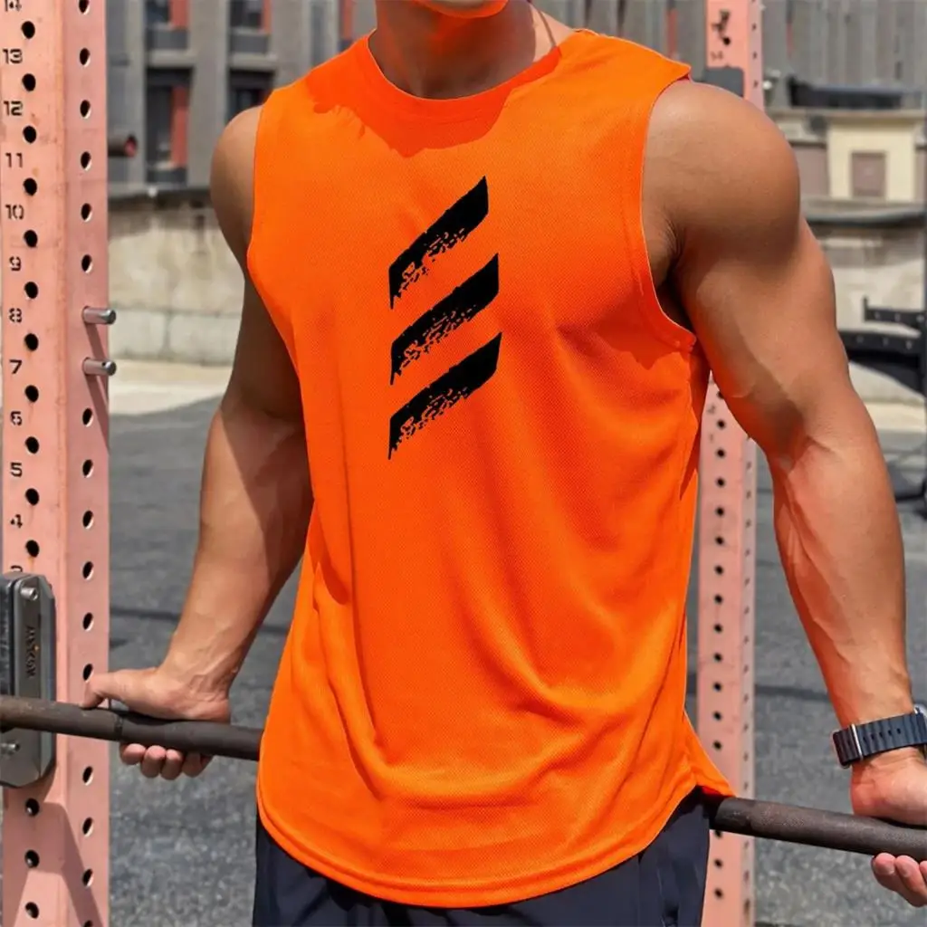 

Summer Thin Quick Dry Bodybuilding Tank Top Men Gym Sport Casual Tees Male Vest Fitness Training Sleeveless Shirts Oversized